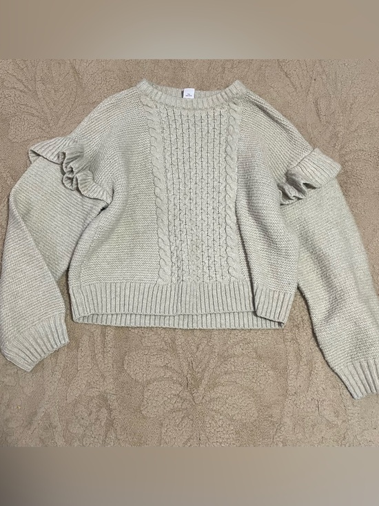 Old Navy Other - Old Navy Cream Cable-Knit Ruffle Sleeve Crewneck Sweater